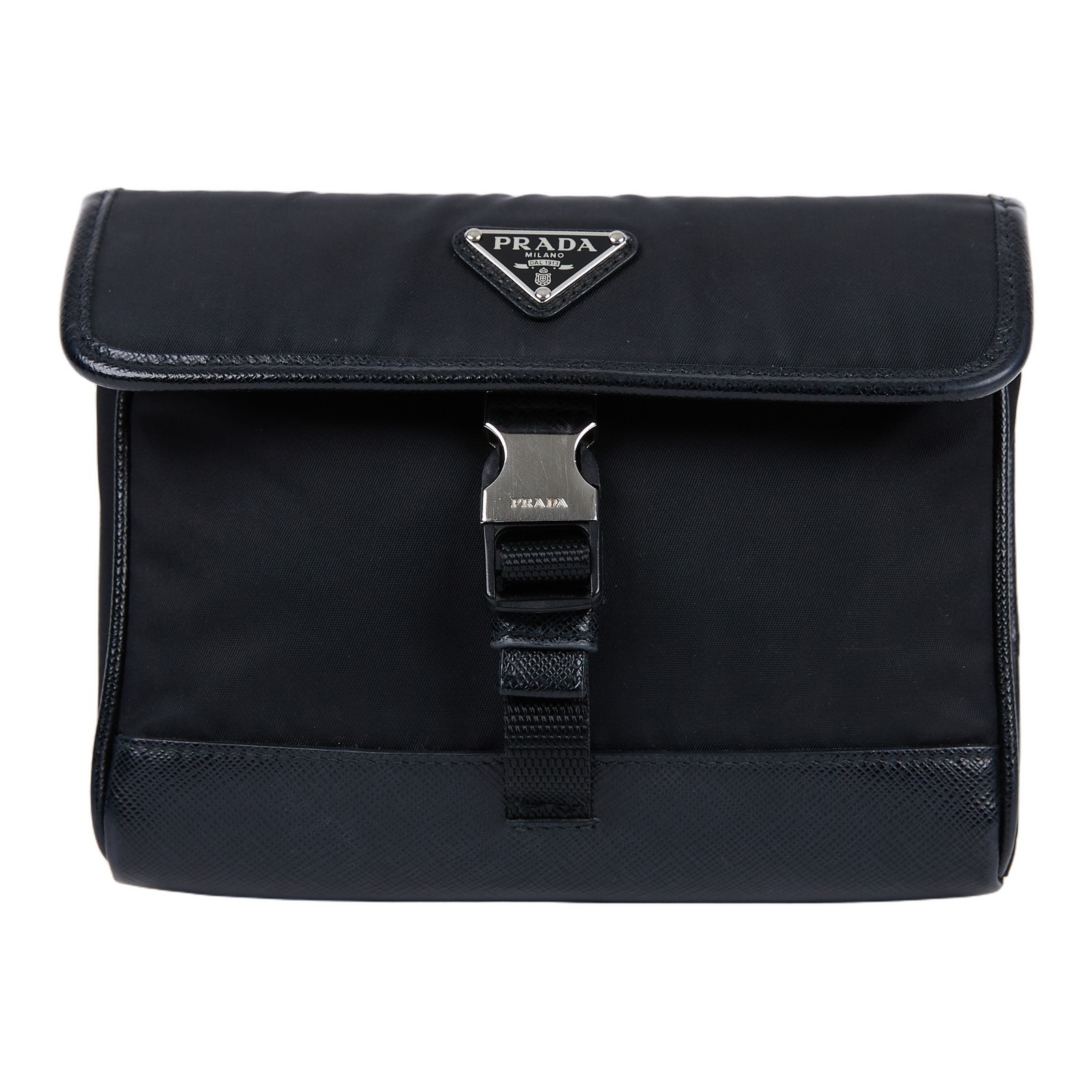 普拉達 PRADA Re-Nylon Saffiano 皮革 智能手機保護套 2ZH108_2DMH 黑尼龍小包 背帶