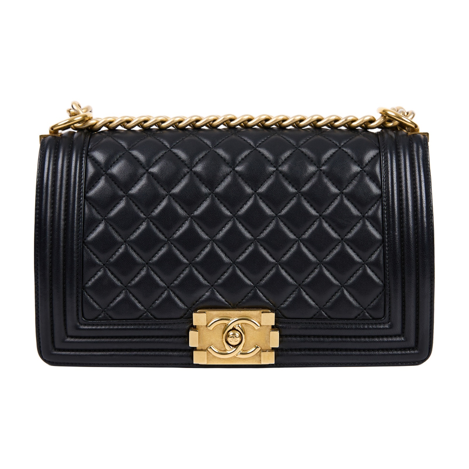 香奈兒 CHANEL Boy 25 口蓋包 A67086 黑金羊BOY25 無附屬品