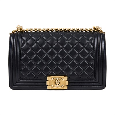 香奈兒 CHANEL Boy 25 口蓋包 A67086 黑金羊BOY25 無附屬品