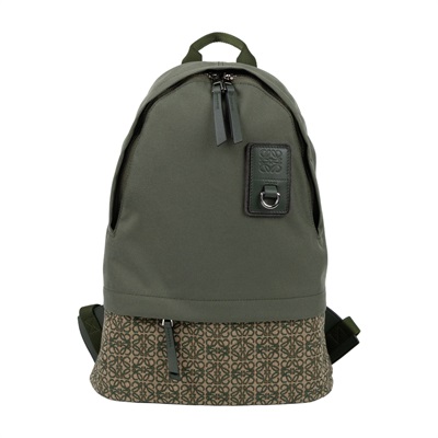 羅意威 LOEWE Round Slim 後背包 B664R17X01 綠帆布後背包 無附屬品