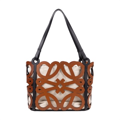 羅意威 LOEWE Anagram Cutout 托特包 手提包 A821Q05X01 棕ANAGRAM簍空托特包 皮革製品成分證明