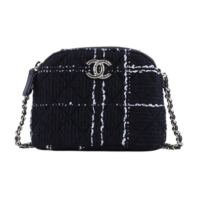 香奈兒 CHANEL 迷你 斜背包  黑毛呢貝殼包 無附屬品