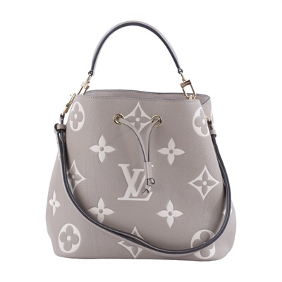 路易威登 LOUIS VUITTON NéoNoé MM 皮革 肩背 水桶包 斑鳩灰色/奶油色 M45555 晶片款  原廠盒子/防塵袋/購買證明/內袋/背帶