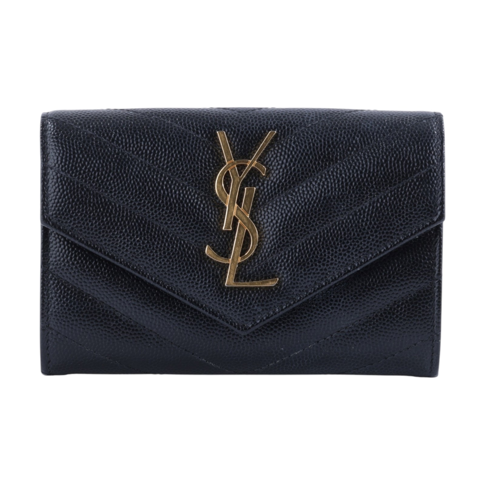 聖羅蘭 YSL SAINT LAURENT cassandre matelassé 粒面壓紋皮革 小型 信封錢包 短夾 414404BOW01  原廠盒子/防塵袋