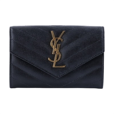 聖羅蘭 YSL SAINT LAURENT cassandre matelassé 粒面壓紋皮革 小型 信封錢包 短夾 414404BOW01  原廠盒子/防塵袋