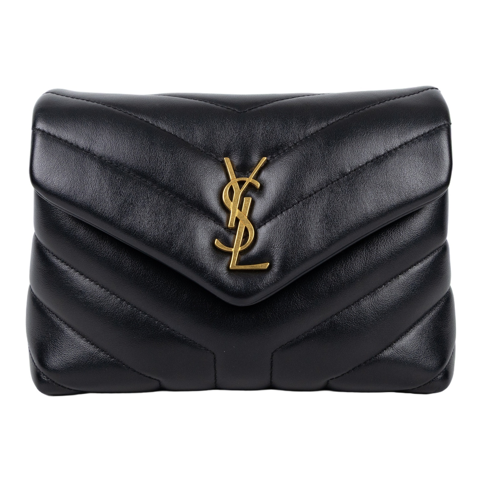 聖羅蘭 YSL SAINT LAURENT Loulou 絎縫 皮革 TOY 手袋 金色五金 467072DV707 黑金LOULOU TOY 背帶