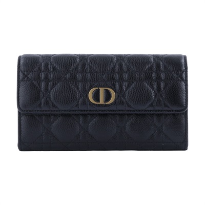 迪奧 CHRISTIAN DIOR Caro 錢包 長夾 小牛皮 S5039UWHC 黑金Caro Orchid 長夾 原廠盒子/防塵袋/購買證明