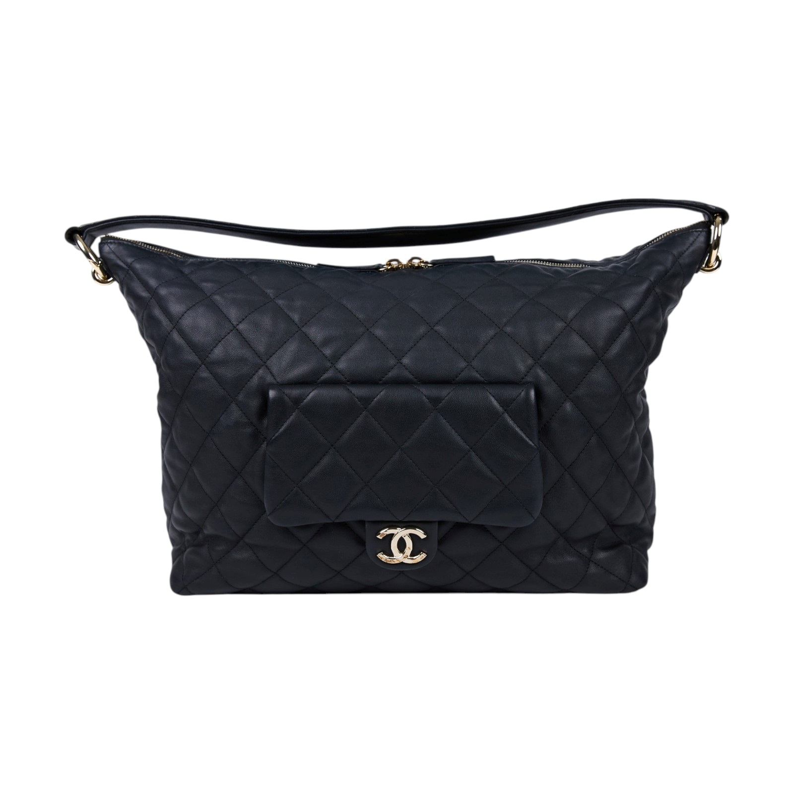 香奈兒 CHANEL Coco Mellow Maxi Hobo 流浪包 大型  晶片款 黑大托特包 內袋