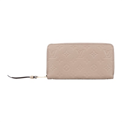 路易威登 LOUIS VUITTON 拉鏈錢包 壓花牛皮 米色 M69034 晶片款 斑鳩灰拉鍊長夾 防塵袋