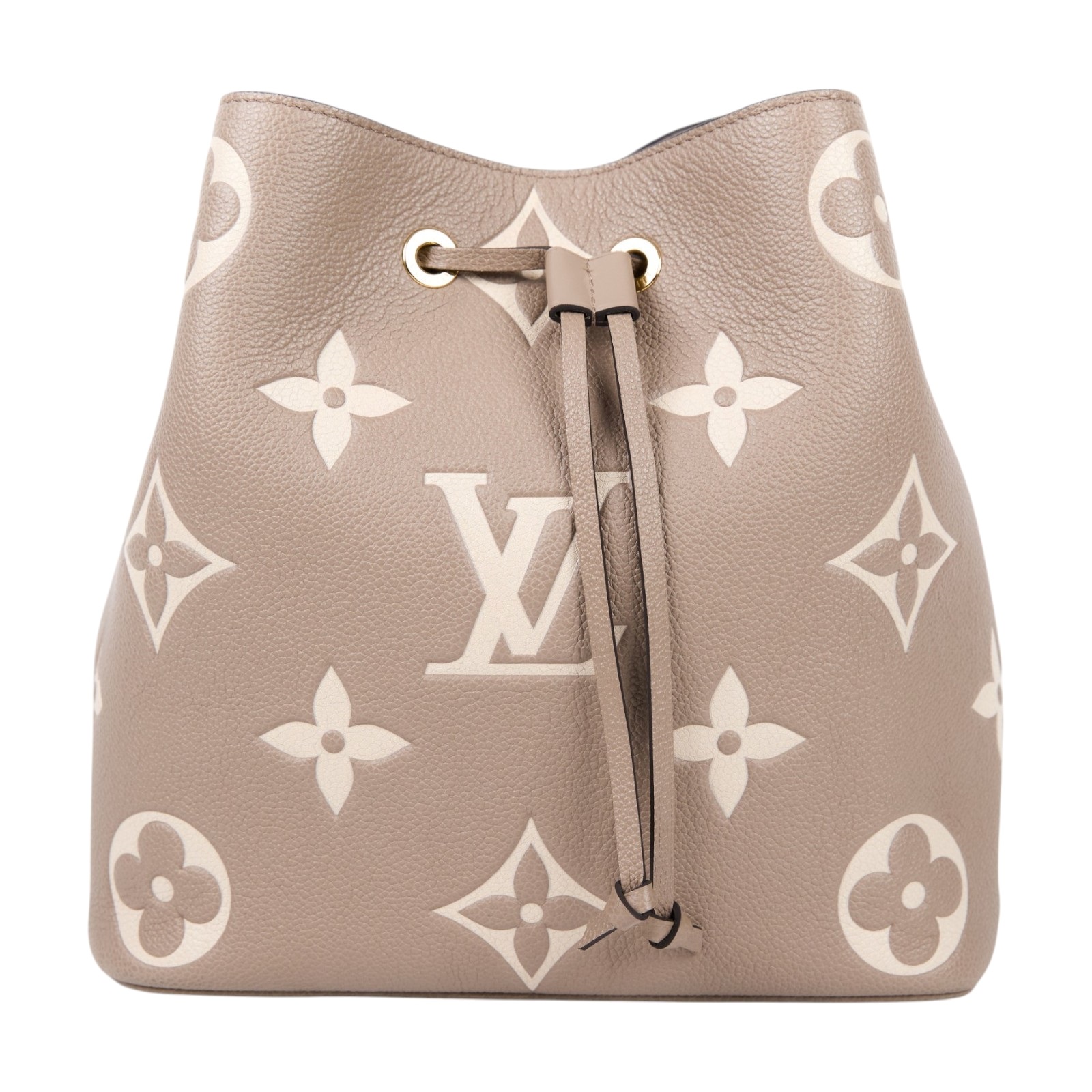 路易威登 LOUIS VUITTON NéoNoé MM 皮革 肩背 水桶包 斑鳩灰色/奶油色 M45555 晶片款  背帶2/防塵袋/購買證明