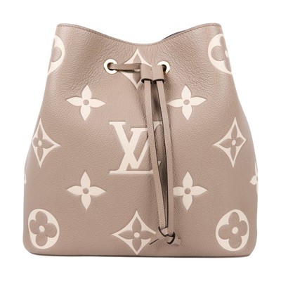 路易威登 LOUIS VUITTON NéoNoé MM 皮革 肩背 水桶包 斑鳩灰色/奶油色 M45555 晶片款  背帶2/防塵袋/購買證明