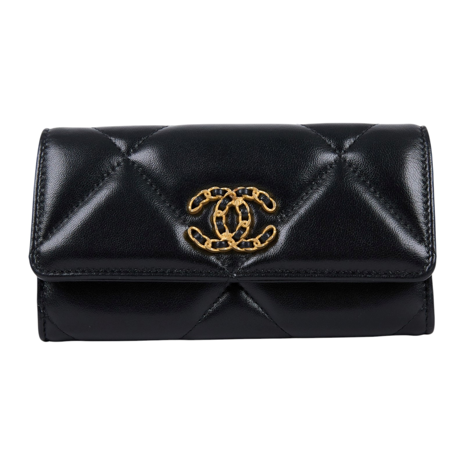香奈兒 CHANEL 19 二折 扣式 長夾 AP0953 晶片款 黑19中夾 無附屬品