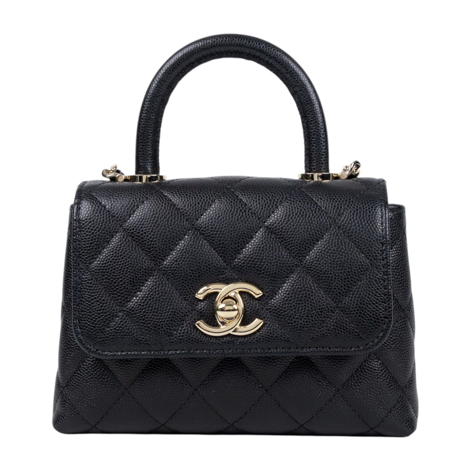 香奈兒 CHANEL COCO Handle 手提包 斜背包 口蓋包 AP4244 晶片款 黑金荔枝COCO HANDLE MICRO 防塵袋