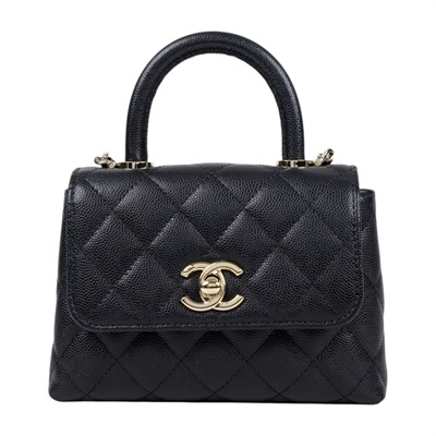 香奈兒 CHANEL COCO Handle 手提包 斜背包 口蓋包 AP4244 晶片款 黑金荔枝COCO HANDLE MICRO 防塵袋