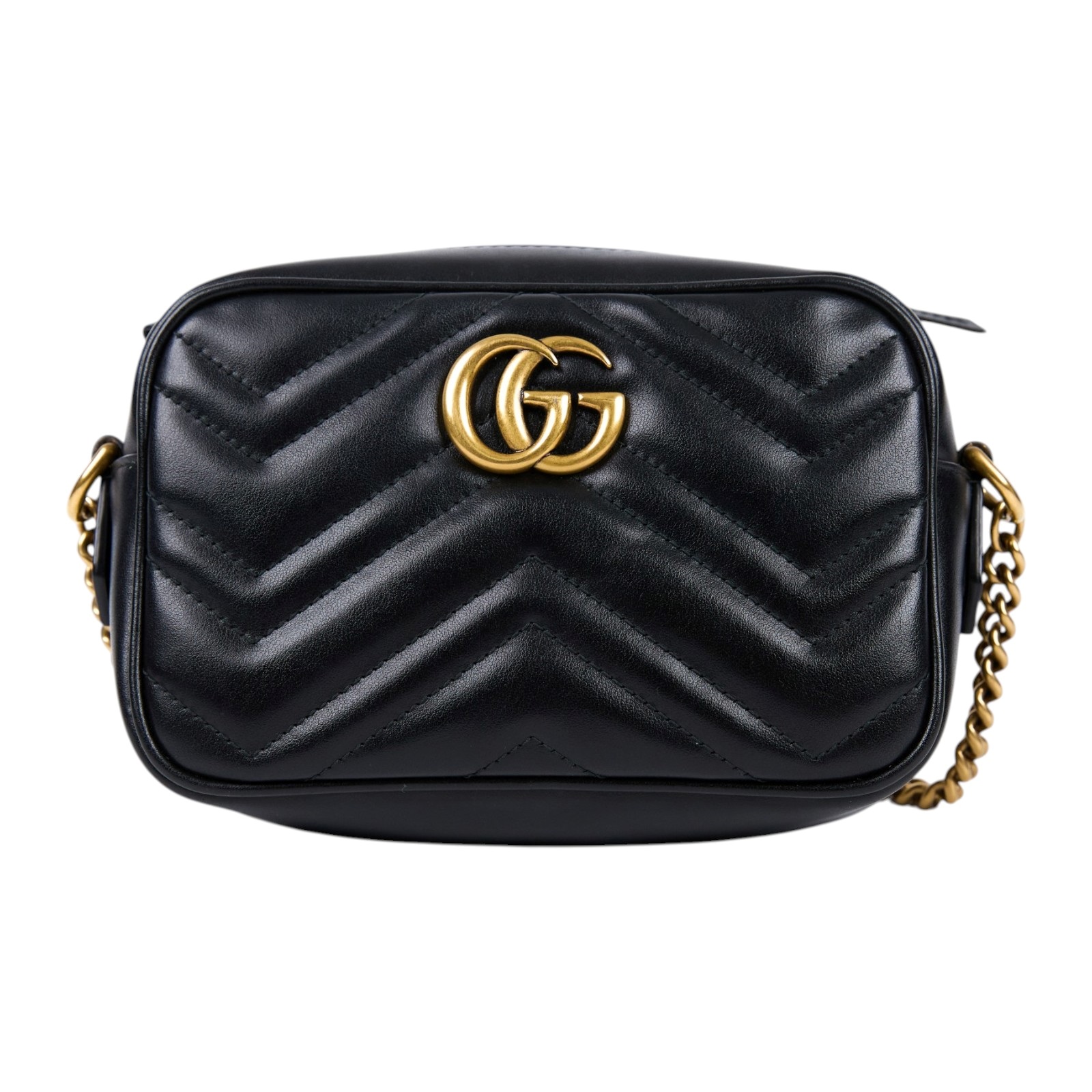 古馳 GUCCI Marmont 迷你袋 金色五金 448065 DTD1T 黑MARMONT相機包 無附屬品