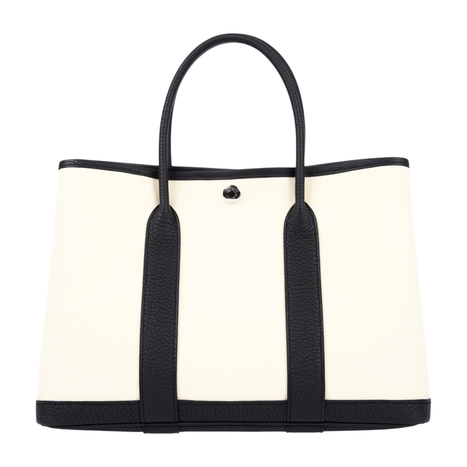 愛馬仕 Hermes Garden Party 花園派對包 30 銀色五金 雲呢拿色 黑色 H069573CKCW /K刻  原廠盒子/防塵袋/購買證明