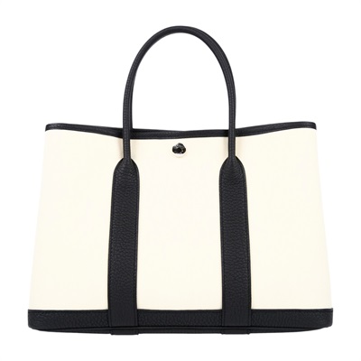 愛馬仕 Hermes Garden Party 花園派對包 30 銀色五金 雲呢拿色 黑色 H069573CKCW /K刻  原廠盒子/防塵袋/購買證明