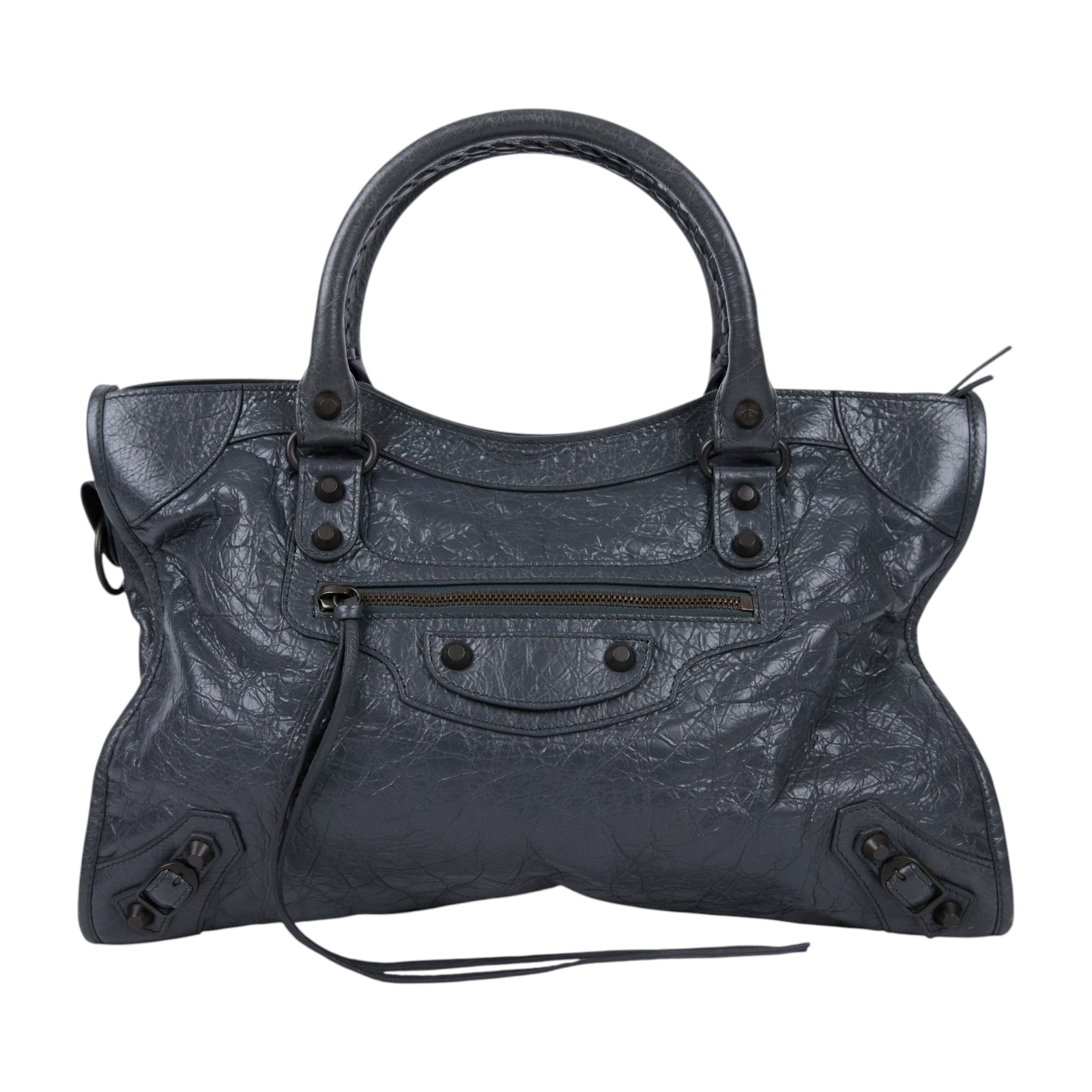 巴黎世家 BALENCIAGA Le City 機車包 中型 手提包 肩背包 8230582ABEK 灰LE CITY 中號 防塵袋/購買證明/背帶
