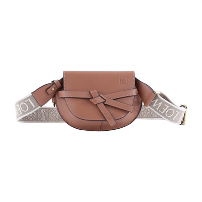 羅意威 LOEWE Mini Gate Dual bag 迷你 小牛皮 肩背包 帆布背帶 A650N46X13 棕色GATE MINI 防塵袋/購買證明