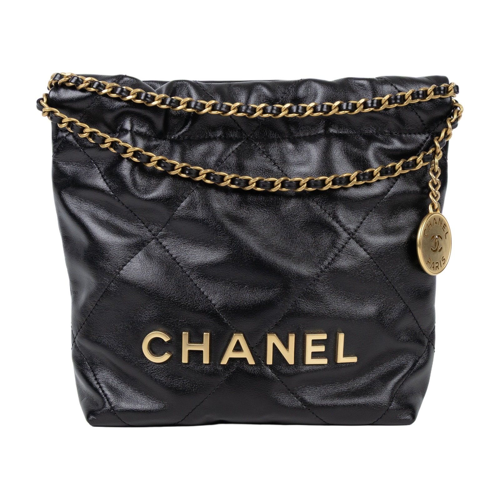 香奈兒 CHANEL 22 迷你 束口包 AS3980 晶片款 黑金22包 MINI 新版 原廠盒子/防塵袋/背帶
