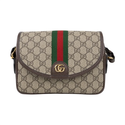 古馳 GUCCI Ophidia 小型 斜背包 722117 FAAX3 棕OPHIDIA鉚釘寬背帶單肩包 防塵袋/背帶
