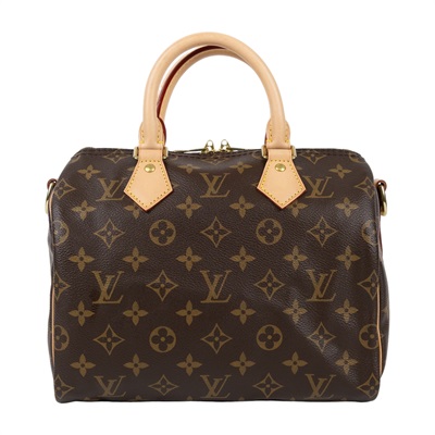 路易威登 LOUIS VUITTON Speedy Bandoulière  25 經典帆布 手提 斜背 波士頓包 M41113 晶片款  防塵袋/背帶/鎖組