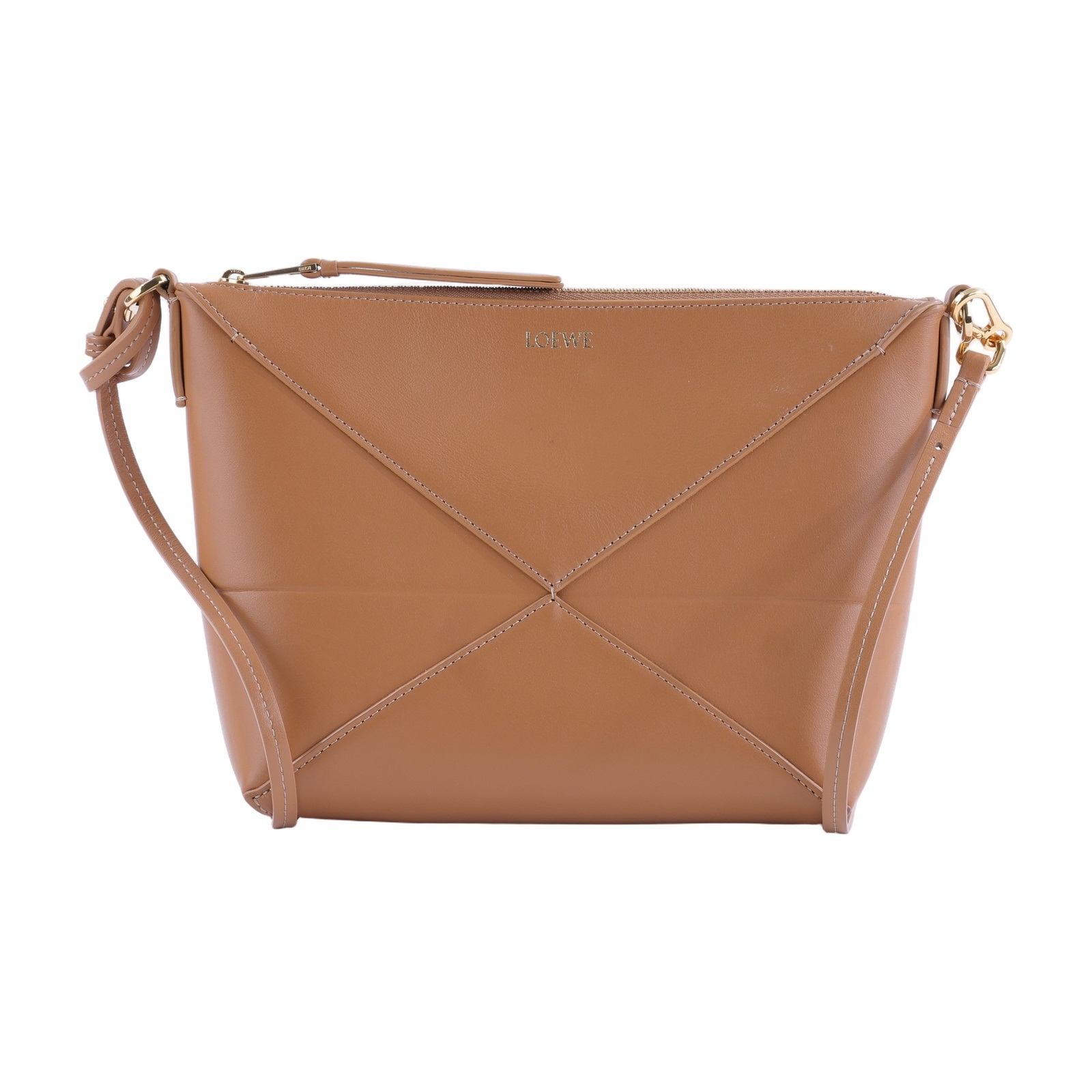 羅意威 LOEWE Puzzle Fold 斜背 手拿包 C510PT1X01 焦糖PUZZLE FOLD POUCH 原廠盒子/防塵袋/背帶