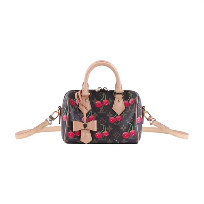 路易威登 LOUIS VUITTON Speedy Bandoulière 20 米色 波士頓包 村上隆 聯名 M13094 晶片款  原廠盒子/防塵袋/背帶