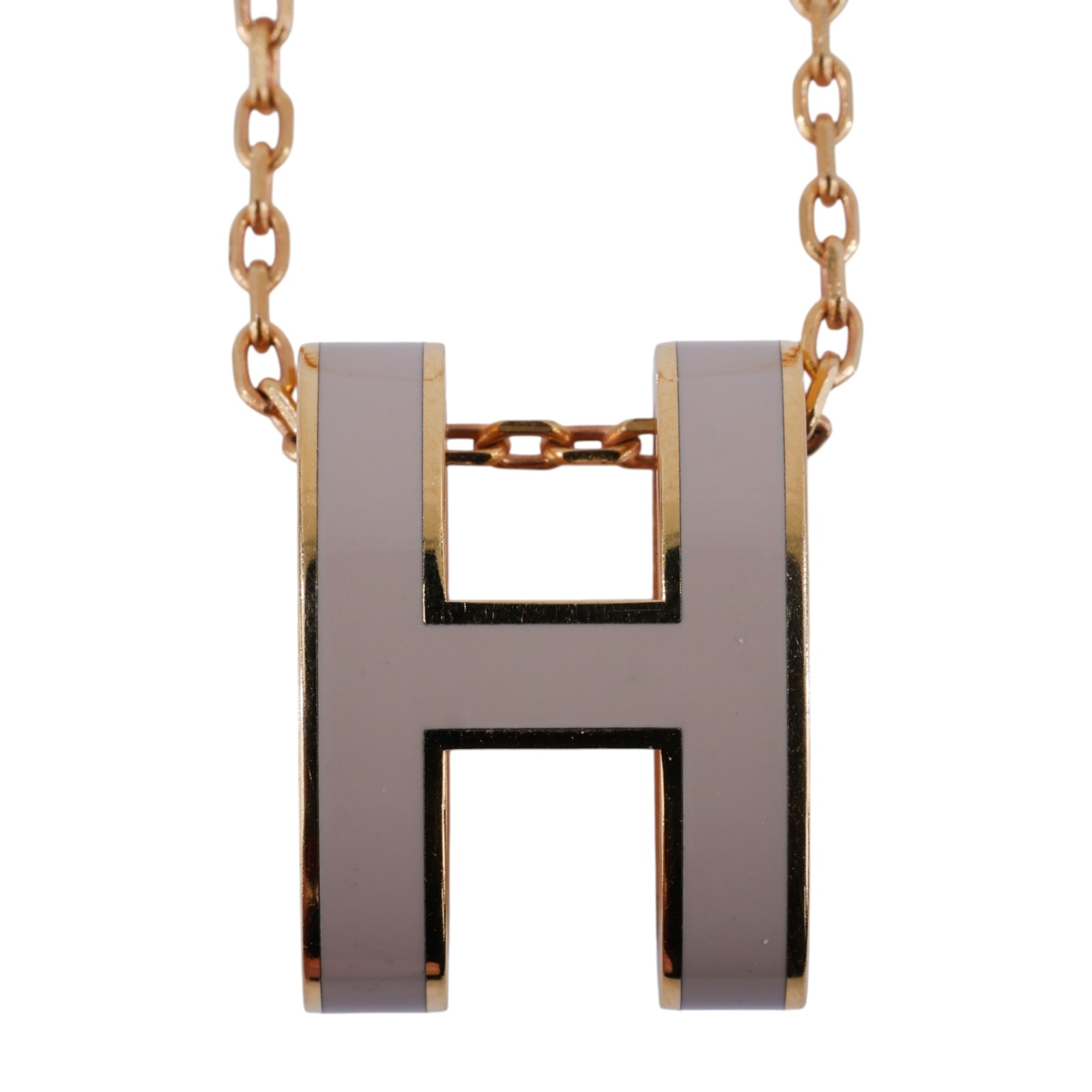 愛馬仕 Hermes Pop H 墜飾 POPHP ST0291 灰/金色 POP H 項鍊 大 無附屬品
