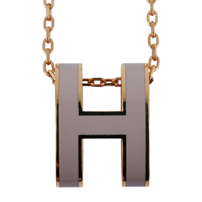 愛馬仕 Hermes Pop H 墜飾 POPHP ST0291 灰/金色 POP H 項鍊 大 無附屬品