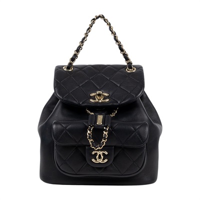 香奈兒 CHANEL Duma 經典 CC Logo 菱格紋 迷你 雙肩 後背包 AS2908 B08609 晶片款 黑金羊DUMA MINI 原廠盒子/防塵袋/韓國購買證明