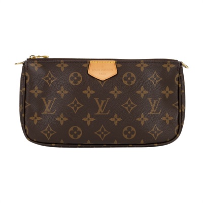 路易威登 LOUIS VUITTON Multi Pochette Accessoires 淺粉 三合一 肩背 方包 M44840  防塵袋/背帶/鍊帶/零錢袋