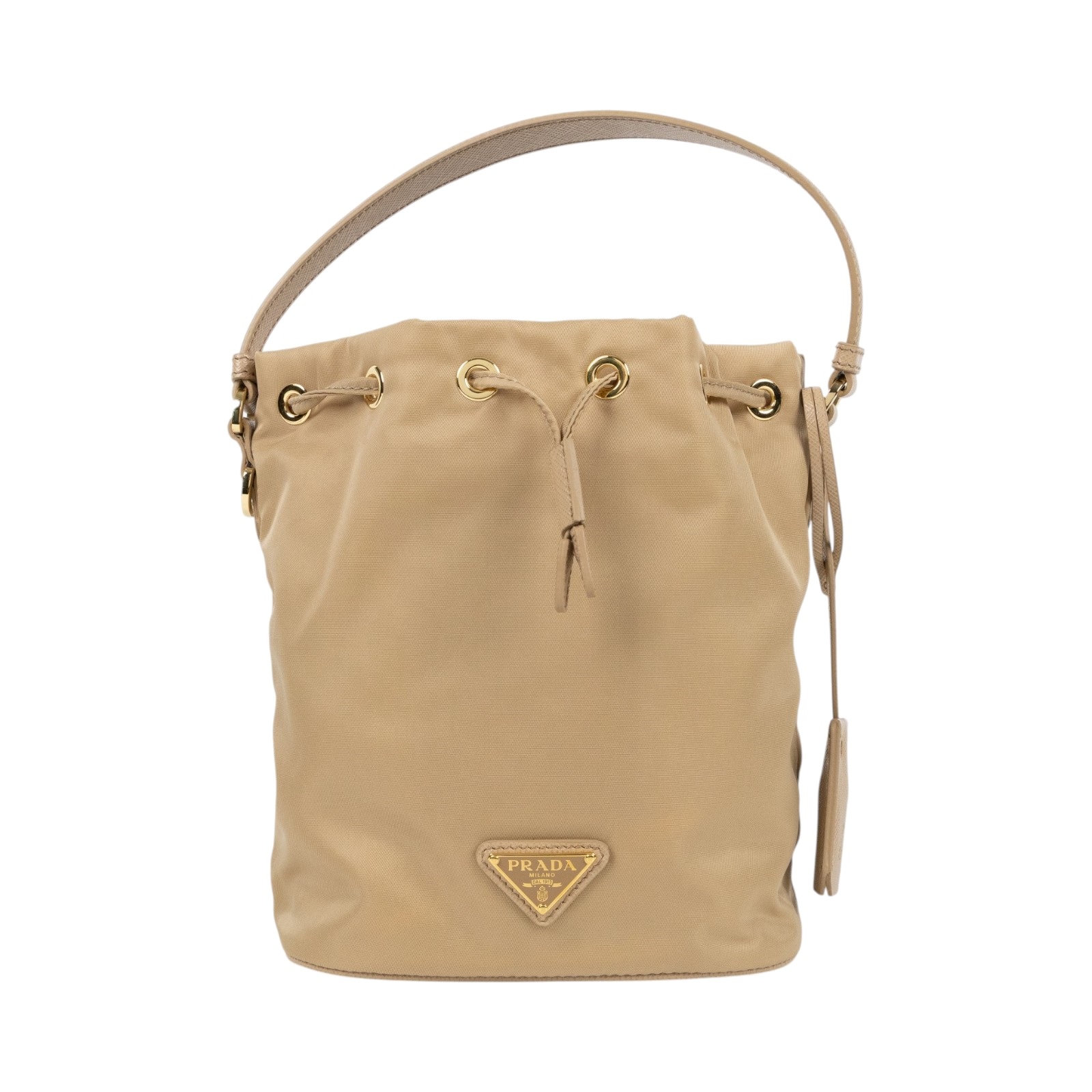 普拉達 PRADA Re-Edition 1978 Re-Nylon 迷你袋 1BE067_R064 奶茶迷你水桶包 防塵袋/背帶
