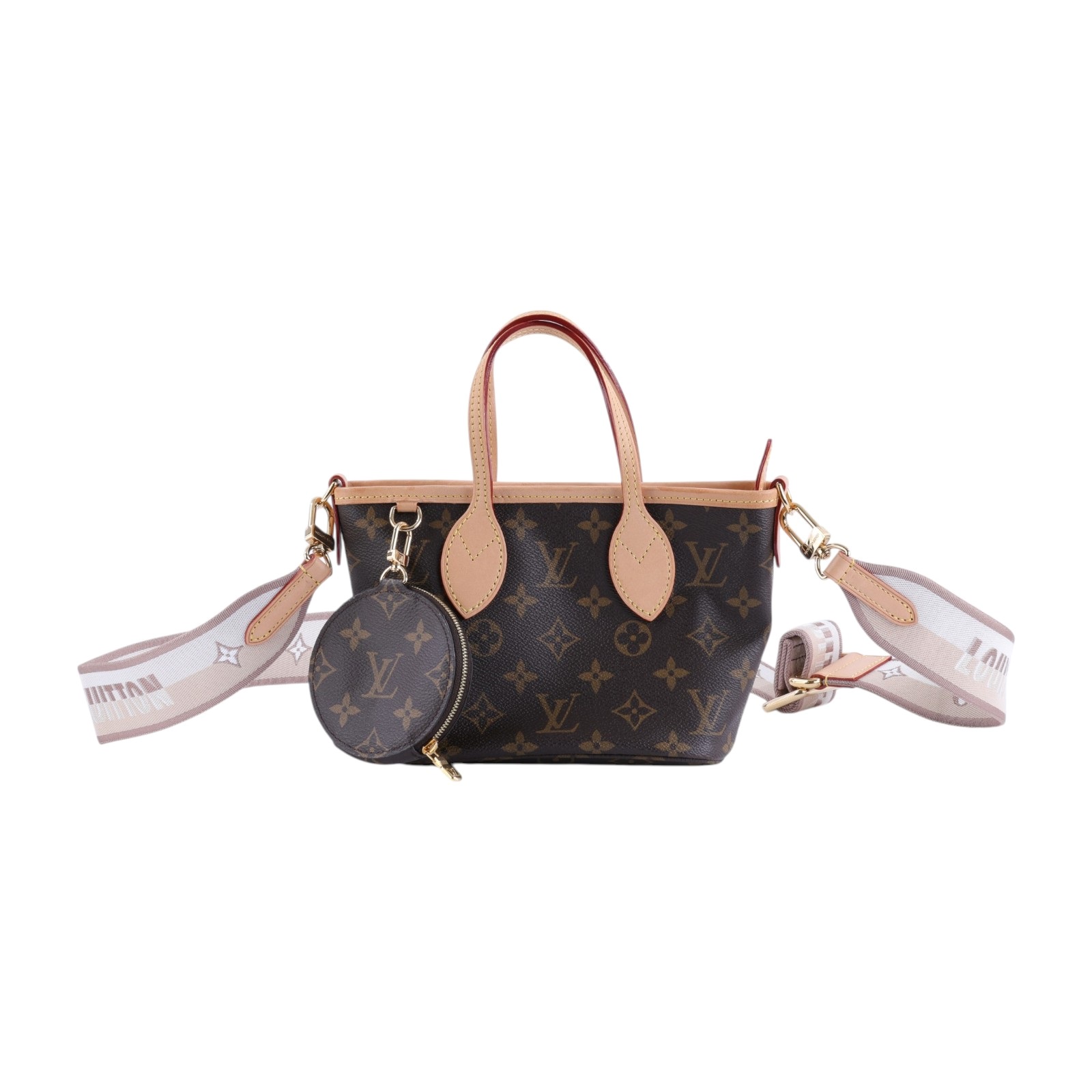 路易威登 LOUIS VUITTON Neverfull BB 手提 斜背包 米色背袋 M46705 晶片款 原花NEVERFULL BB 防塵袋/背帶/零錢包