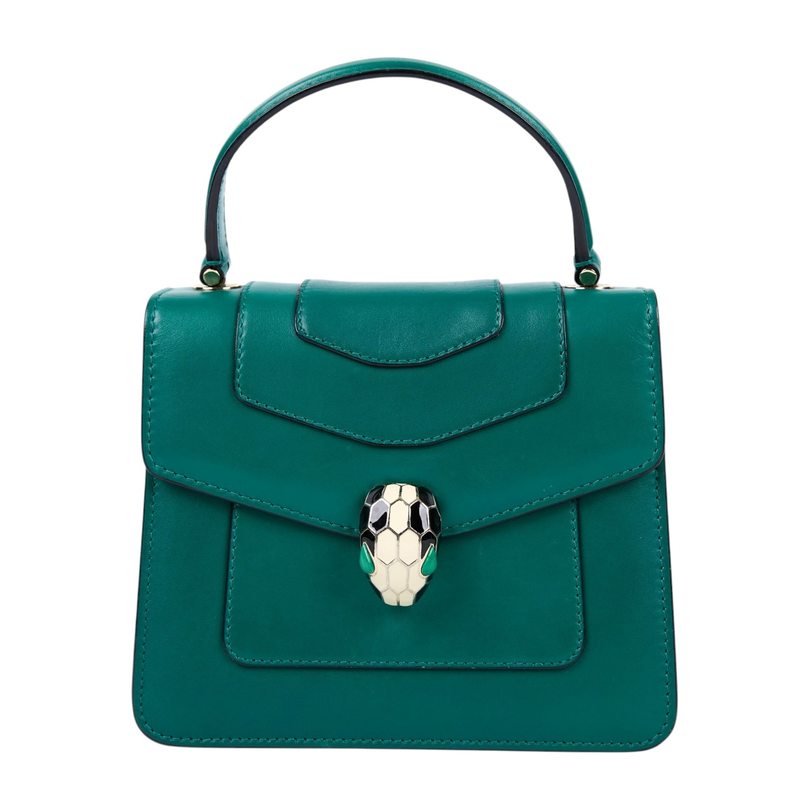 寶格麗 BVLGARI Serpenti Forever 手提包 小型 綠色 290569 綠蛇頭包 防塵袋/背帶