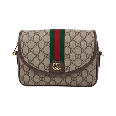 古馳 GUCCI Ophidia 小型 斜背包 722117 FAAX3 棕OPHIDIA鉚釘寬背帶單肩包 原廠盒子/防塵袋/背帶2/購買證明