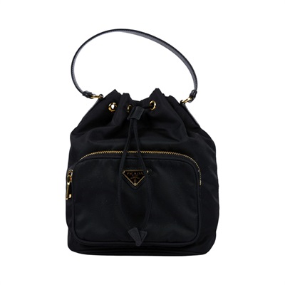 普拉達 PRADA Duet Re-Nylon 水桶袋 1BH038_RV44 黑尼龍水桶包 防塵袋/背帶