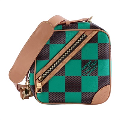 路易威登 LOUIS VUITTON Chess Messenger 斜背包 郵差包 小號 N40563 晶片款 綠棋盤跨胸包 防塵袋/背帶/購買證明