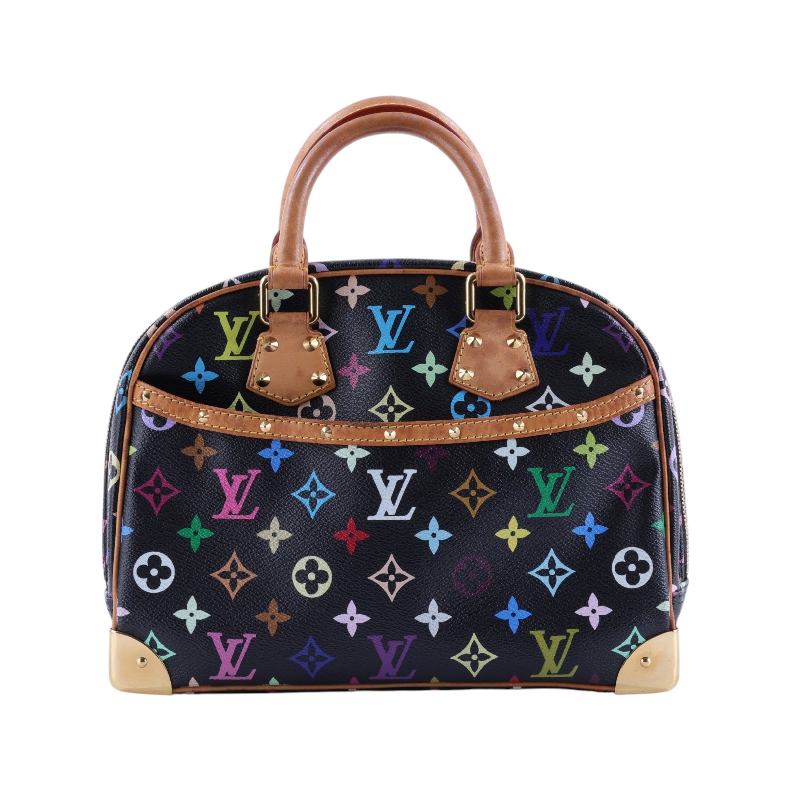 路易威登 LOUIS VUITTON Trouville 經典帆布 手提 小珍包 村上隆聯名 M92662 黑彩TROUVILLE 無附屬品