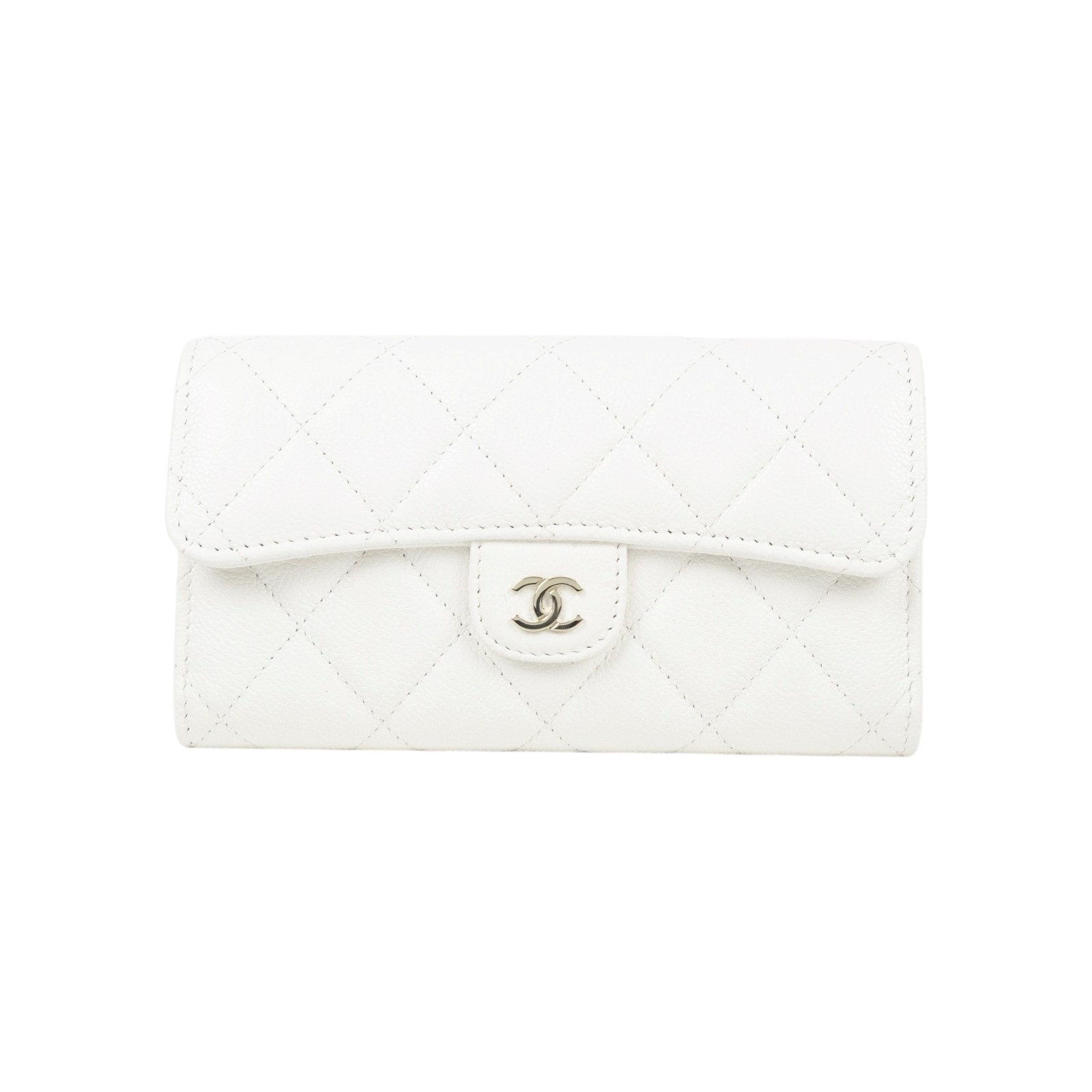 香奈兒 CHANEL 荔枝皮 扣式 翻蓋 二折中夾 AP1000 B10583 晶片款 白荔枝COCO中夾 原廠盒子/防塵袋/國外購買證明
