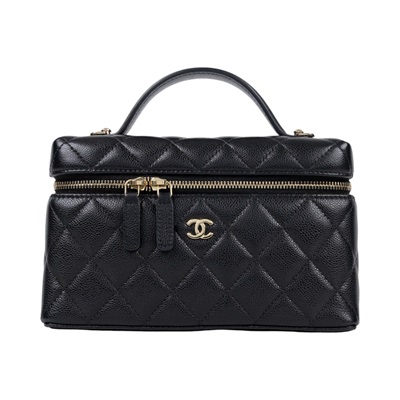 香奈兒 CHANEL LP CF 盒子包 手提包 斜背包 肩背包 AP4385 晶片款 黑荔枝手提2WAY化妝盒 無附屬品