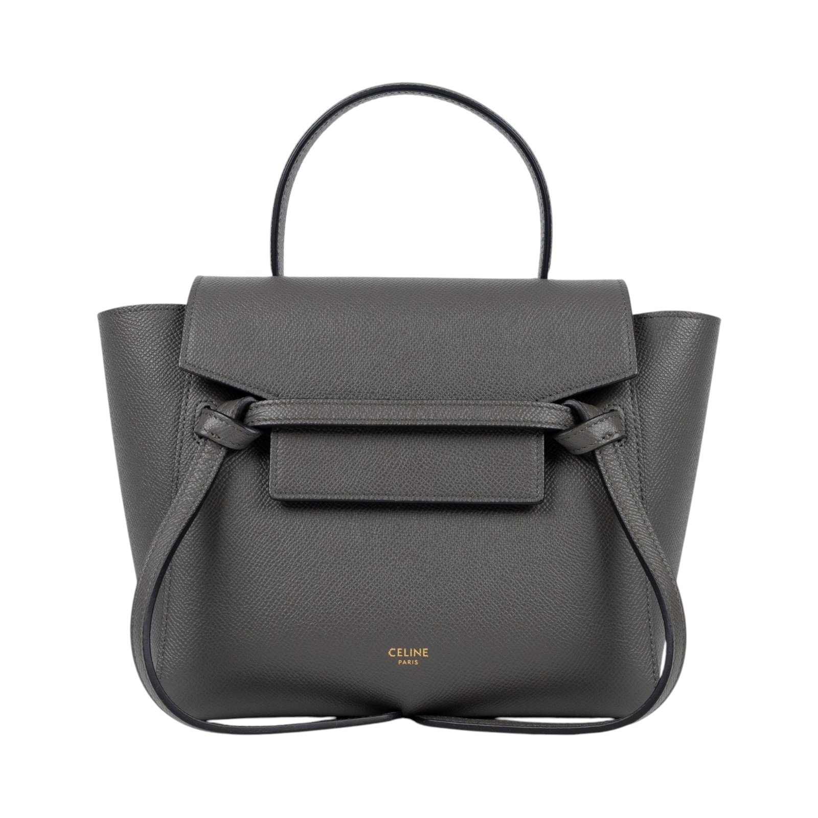 思琳 CELINE 珠地小牛皮 袖珍型 Belt 手袋 189003ZVA 鐵灰BELT鯰魚包 NANO 防塵袋/台灣購買證明/背帶