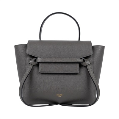 思琳 CELINE 珠地小牛皮 袖珍型 Belt 手袋 189003ZVA 鐵灰BELT鯰魚包 NANO 防塵袋/台灣購買證明/背帶
