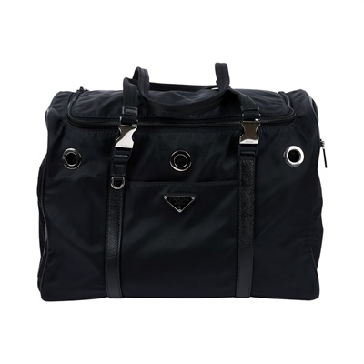 普拉達 PRADA 寵物袋 Re-Nylon Saffiano 皮革 2VC968_2DMT 黑尼龍多功能寵物提袋 防塵袋/背帶/小包