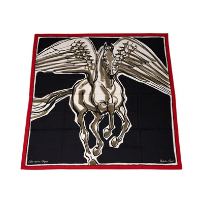愛馬仕 Hermes Libre Comme Pegase shawl 140 喀什米爾羊絨真絲披肩 黑色/紅色/卡其色 H243802Sv03 HTH2209  原廠盒子