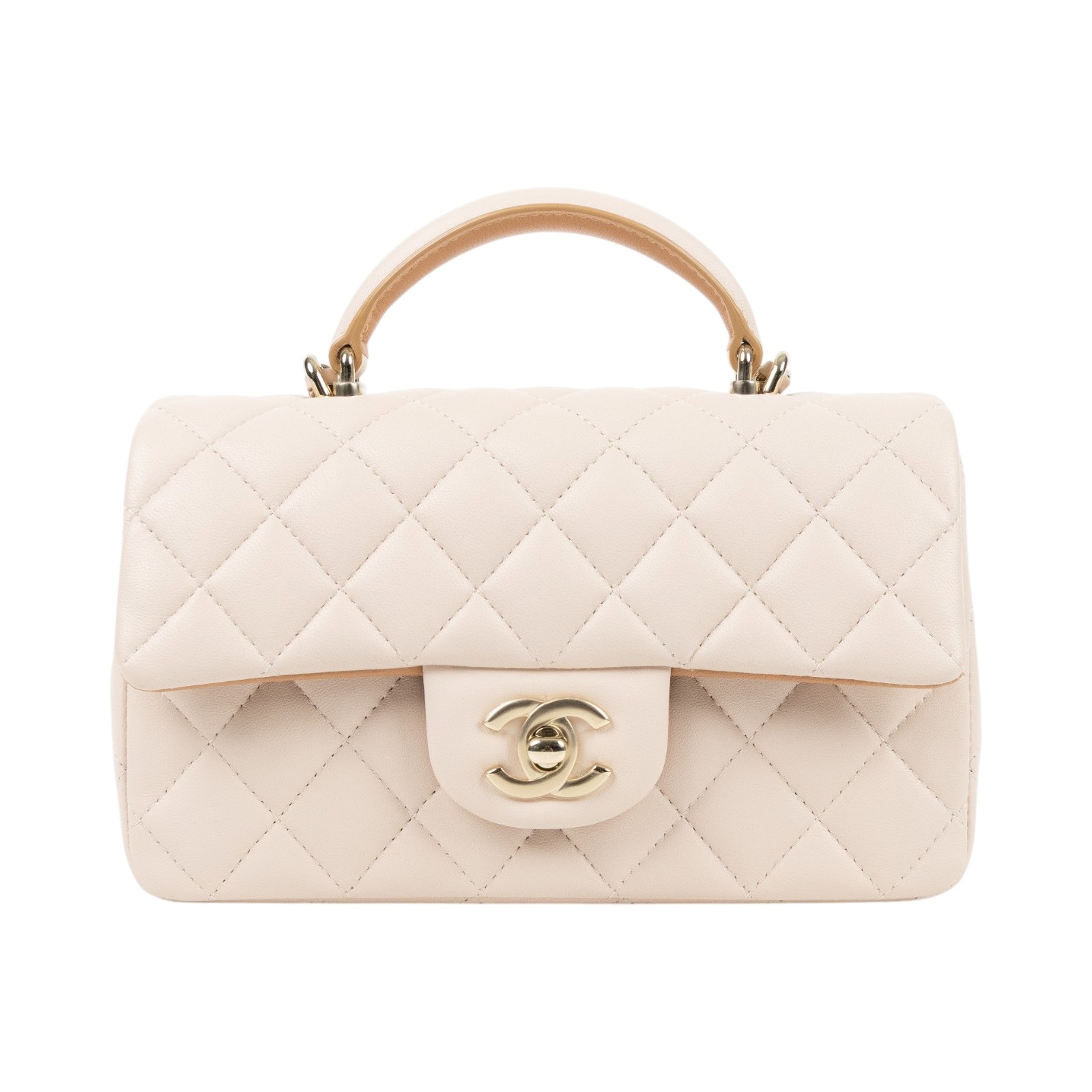 香奈兒 CHANEL Coco 20  Handle 肩背 斜背 迷你 口蓋包 AS2431 晶片款 米金羊COCO20 手把款 原廠盒子/防塵袋
