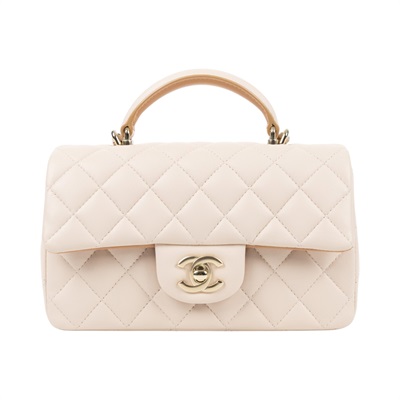 香奈兒 CHANEL Coco 20  Handle 肩背 斜背 迷你 口蓋包 AS2431 晶片款 米金羊COCO20 手把款 原廠盒子/防塵袋