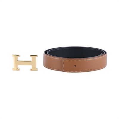 愛馬仕 Hermes H Constance 雙面腰帶 黃金色五金  /FI0145 T刻金棕H釦皮帶#95 原廠盒子/防塵袋