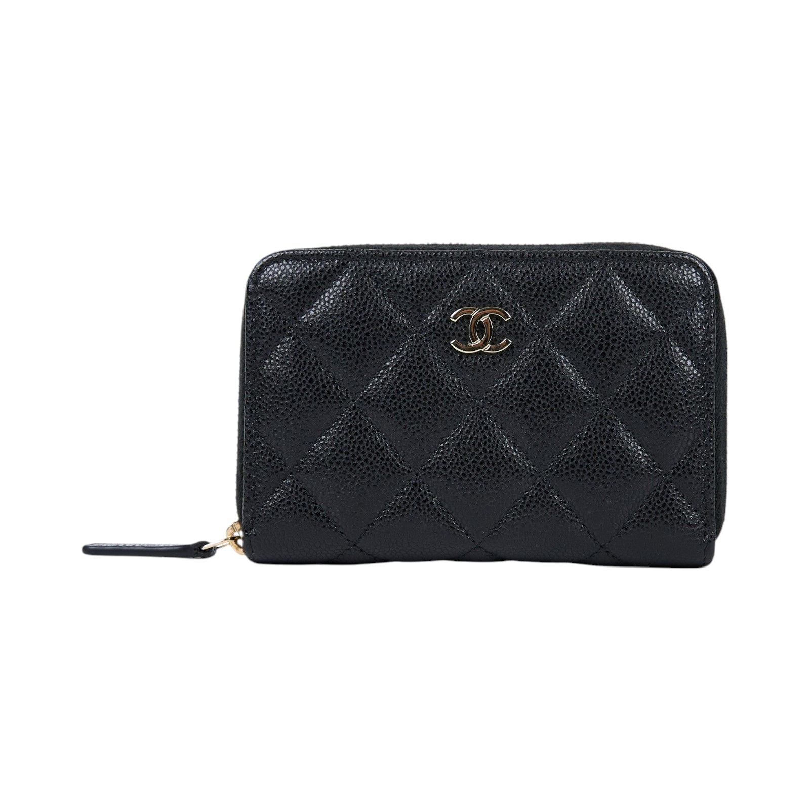 香奈兒 CHANEL CC LOGO 零錢包 卡包 錢包 AP3686 B10583 晶片款 黑荔枝拉鍊零錢包 原廠盒子/防塵袋/購買證明