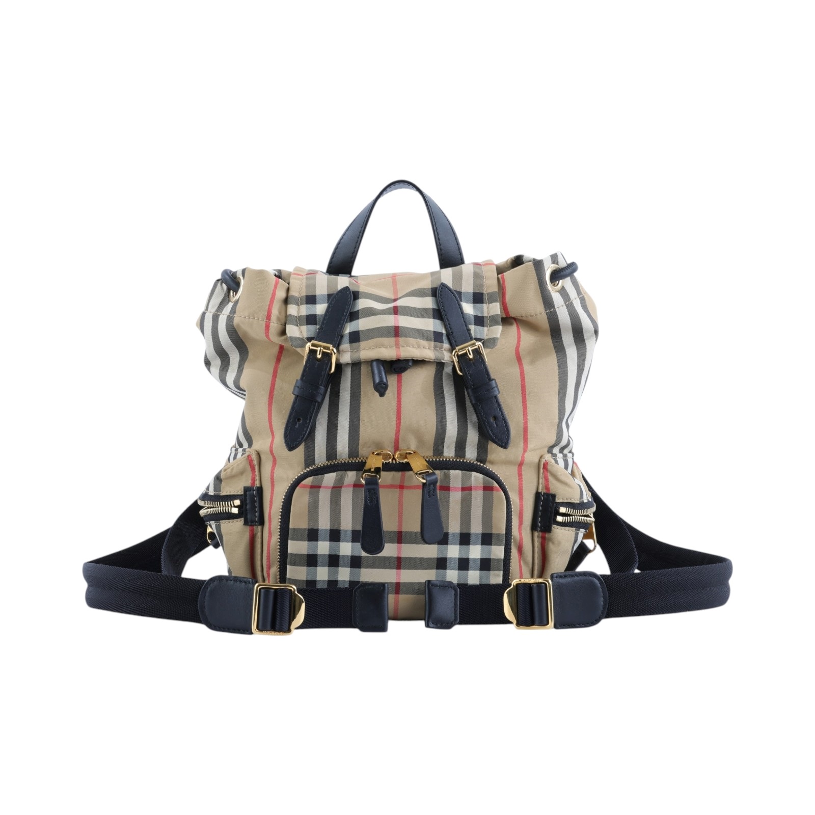 博柏利 BURBERRY The Rucksack 尼龍 後背包 8017164 奶茶格紋尼龍後背包 小 無附屬品
